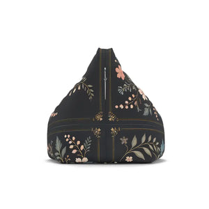 Black Bean Bag Chair Cover - Stunning Floral Vines - Dipaliz - Slipcovers
