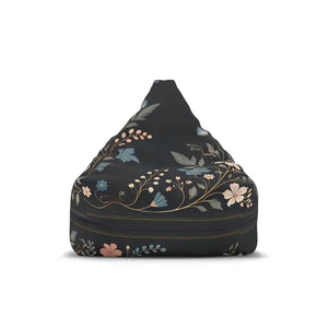 Black Bean Bag Chair Cover - Stunning Floral Vines - Dipaliz - Slipcovers
