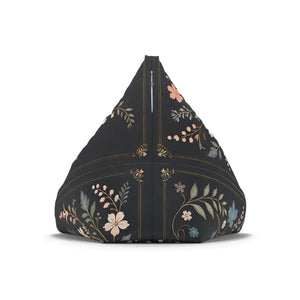 Black Bean Bag Chair Cover - Stunning Floral Vines - Dipaliz - Slipcovers