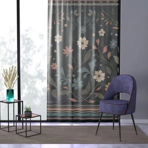 Mesmerizing Floral Vines Curtains on Mysterious Black Background Dipaliz - Sheer / White / 50’’ × 84’’