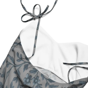 Floral Vines Midi Dress Bluish Grey Premium Fabric - Dipaliz - Dresses