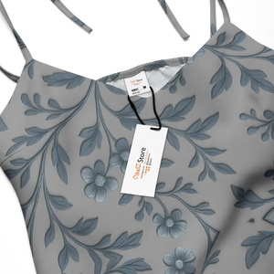 Floral Vines Midi Dress Bluish Grey Premium Fabric - Dipaliz - Dresses