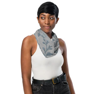 Floral Vines All-over Print Bandana Greyish Blue Upf50 - Dipaliz - Bandanas & Headties