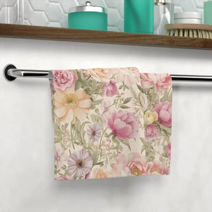Vintage Face Towel – Pink Rose Cotton - Dipaliz - Hand Towels
