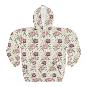 Floral Vintage Peony Rose Hoodie - All-over Print Cozy Pullover Aop Unisex - Hoodies - s