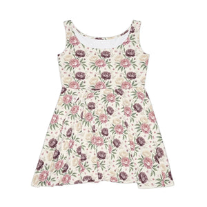 Vintage Roses Skater Dress – Pink Floral Print - Dipaliz - Dresses