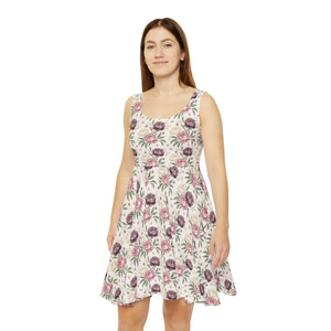 Vintage Roses Skater Dress – Pink Floral Print - Dipaliz - Dresses
