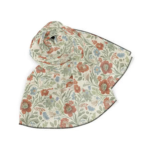 Accessories - Floral Vintage Scarf - Soft Botanical Print Silk-look - Dipaliz Poly Chiffon / 25’’ ×