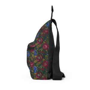 Floral Vintage Sling Bag - Rose and Blue Garden - Dipaliz - Cross Body Bags