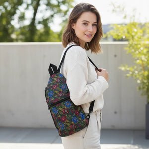 Floral Vintage Sling Bag - Rose and Blue Garden - Dipaliz - Cross Body Bags