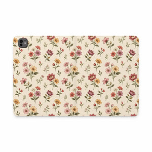 Floral Vintage Tablet Folio Case Vegan Leather - Mobile Phone Cases