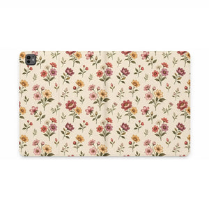 Floral Vintage Tablet Folio Case Vegan Leather - Mobile Phone Cases