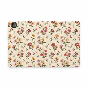 Floral Vintage Tablet Folio Case Vegan Leather - Mobile Phone Cases