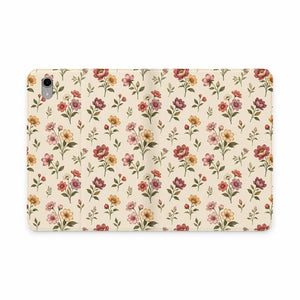 Floral Vintage Tablet Folio Case Vegan Leather - Mobile Phone Cases