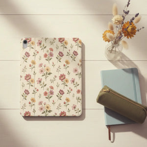 Floral Vintage Tablet Folio Case Vegan Leather - Mobile Phone Cases