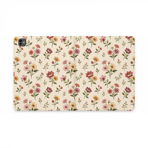 Floral Vintage Tablet Folio Case Vegan Leather - Mobile Phone Cases