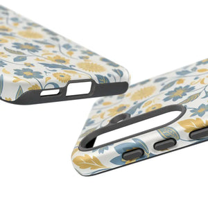 Phone Case - Floral Vintage Tough - Blue Yellow Garden - Dipaliz