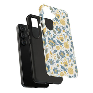 Phone Case - Floral Vintage Tough - Blue Yellow Garden - Dipaliz