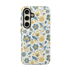 Phone Case - Floral Vintage Tough - Blue Yellow Garden - Dipaliz