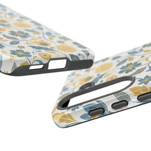 Phone Case - Floral Vintage Tough - Blue Yellow Garden - Dipaliz
