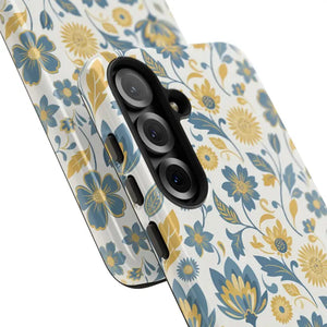 Phone Case - Floral Vintage Tough - Blue Yellow Garden - Dipaliz