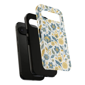 Phone Case - Floral Vintage Tough - Blue Yellow Garden - Dipaliz