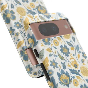 Phone Case - Floral Vintage Tough - Blue Yellow Garden - Dipaliz