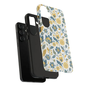 Phone Case - Floral Vintage Tough - Blue Yellow Garden - Dipaliz