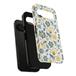 Phone Case - Floral Vintage Tough - Blue Yellow Garden - Dipaliz