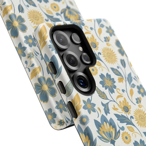 Phone Case - Floral Vintage Tough - Blue Yellow Garden - Dipaliz