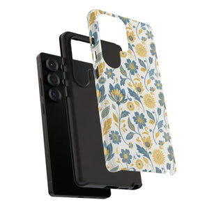 Phone Case - Floral Vintage Tough - Blue Yellow Garden - Dipaliz