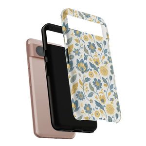 Phone Case - Floral Vintage Tough - Blue Yellow Garden - Dipaliz