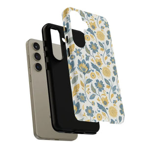 Phone Case - Floral Vintage Tough - Blue Yellow Garden - Dipaliz
