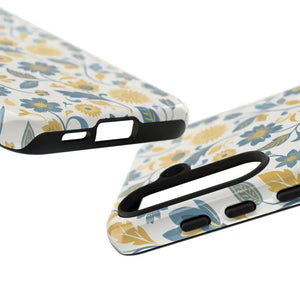 Phone Case - Floral Vintage Tough - Blue Yellow Garden - Dipaliz