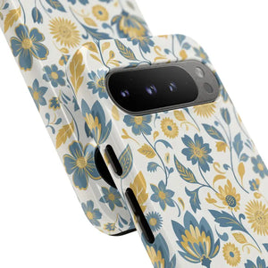 Phone Case - Floral Vintage Tough - Blue Yellow Garden - Dipaliz