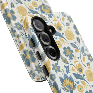Phone Case - Floral Vintage Tough - Blue Yellow Garden - Dipaliz