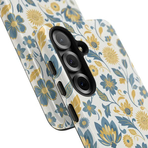 Phone Case - Floral Vintage Tough - Blue Yellow Garden - Dipaliz