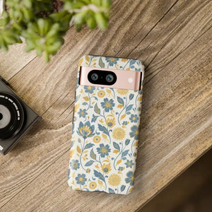 Phone Case - Floral Vintage Tough - Blue Yellow Garden - Dipaliz