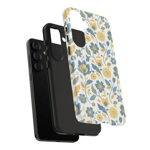 Phone Case - Floral Vintage Tough - Blue Yellow Garden - Dipaliz