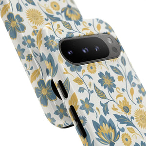 Phone Case - Floral Vintage Tough - Blue Yellow Garden - Dipaliz