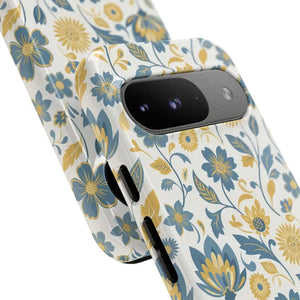 Phone Case - Floral Vintage Tough - Blue Yellow Garden - Dipaliz