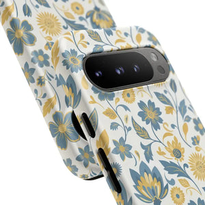 Phone Case - Floral Vintage Tough - Blue Yellow Garden - Dipaliz