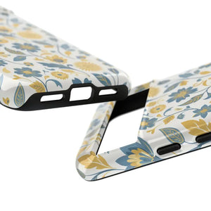 Phone Case - Floral Vintage Tough - Blue Yellow Garden - Dipaliz