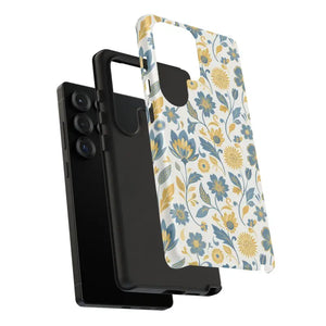 Phone Case - Floral Vintage Tough - Blue Yellow Garden - Dipaliz