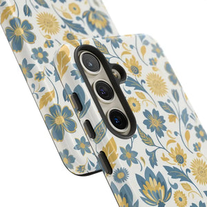 Phone Case - Floral Vintage Tough - Blue Yellow Garden - Dipaliz