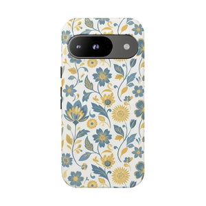 Phone Case - Floral Vintage Tough - Blue Yellow Garden - Dipaliz Google Pixel 9 / Matte