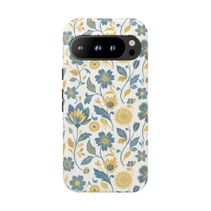Phone Case - Floral Vintage Tough - Blue Yellow Garden - Dipaliz Google Pixel 9 Pro / Matte