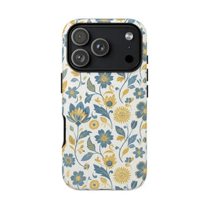 Phone Case - Floral Vintage Tough - Blue Yellow Garden - Dipaliz Iphone 17 Pro / Glossy