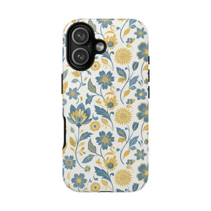 Phone Case - Floral Vintage Tough - Blue Yellow Garden - Dipaliz Iphone 17 / Glossy