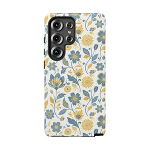Phone Case - Floral Vintage Tough - Blue Yellow Garden - Dipaliz Samsung Galaxy S25 Ultra / Matte